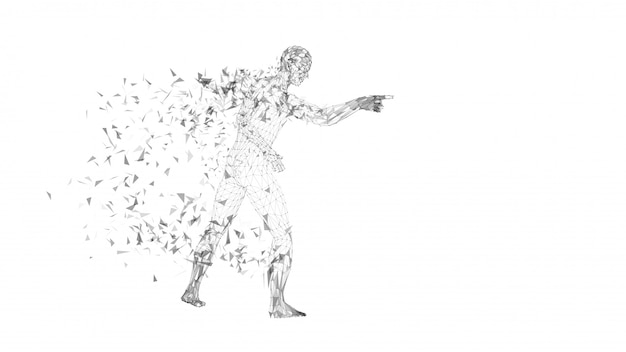 conceptual abstract man touching or pointing to something