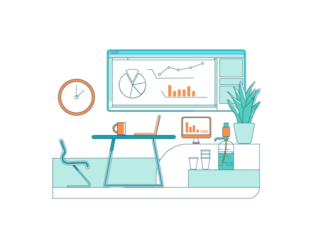 Conference room flat color scene