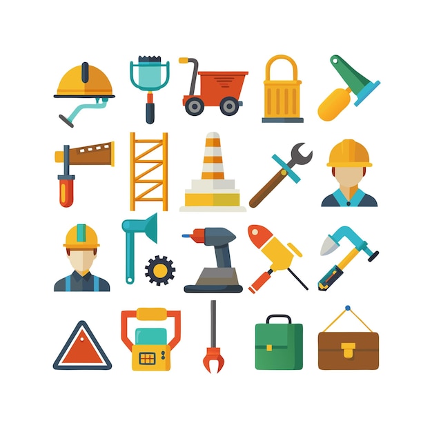 construction and tools icon set vector illustration
