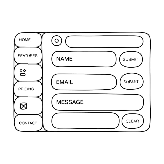 Contact Form Interface User Interface Design with Input Fields and Buttons