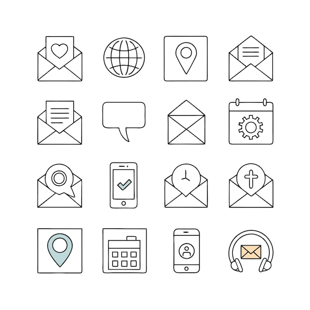 Contact Us icon set collection for websites and mobile applications