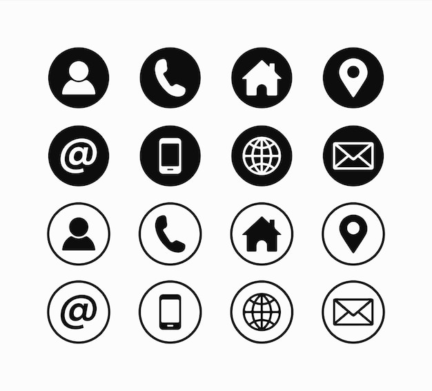 Contact us vector icons flat icons set on white background