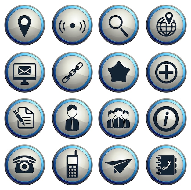 Contacts dark icons on gray round buttons