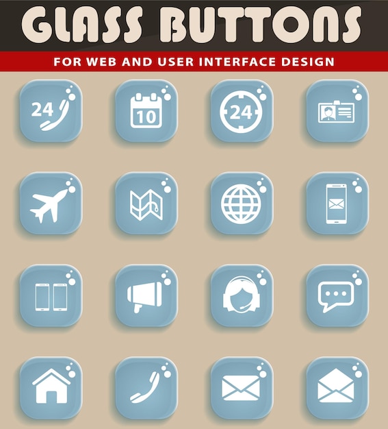 Contacts icons on glass buttons for user interface design