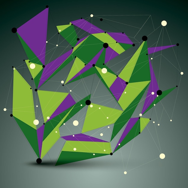 Contemporary technology colorful stylish futuristic node construction, abstract 3d figure with connected lines and dots.
