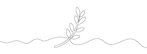 continuous editable line drawing of branch with leaves single line branch with leaves