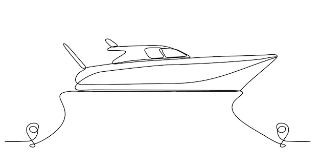 Continuous line drawing of cruise ship line vector icon of port route with starting point