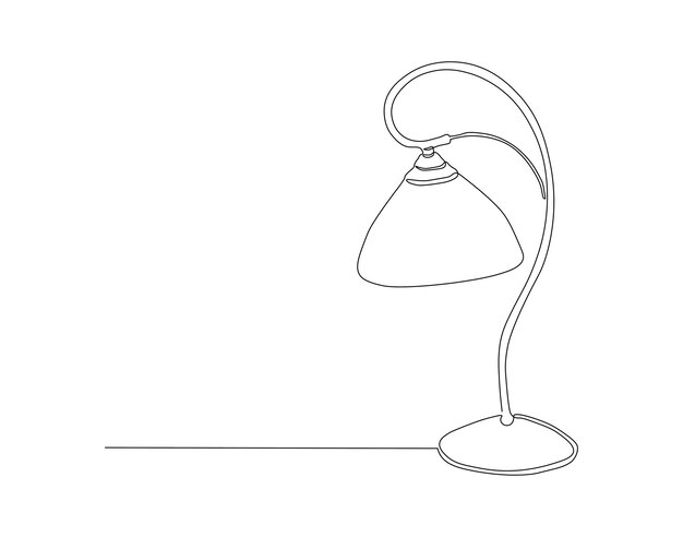 continuous line drawing of desk lamp for table one line of table lamp desk lamp continuous line art editable outline