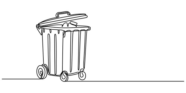 continuous line drawing of garbage icon hand drawn symbol vector illustration trash can one line