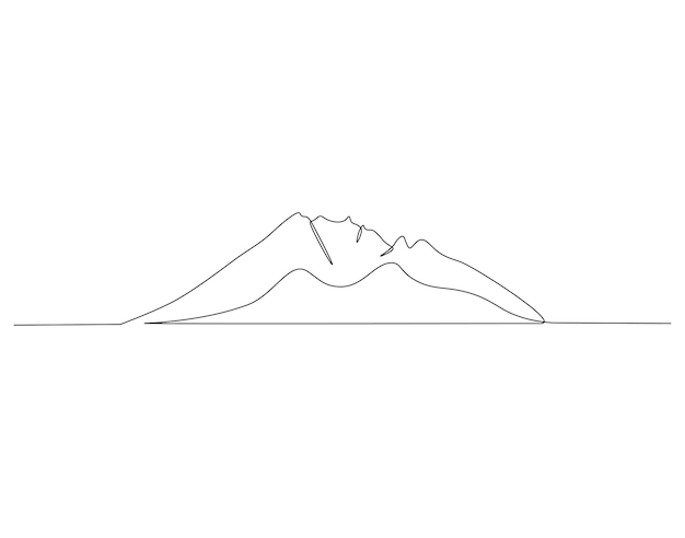 continuous line drawing of mountain range mounts and high peak in simple line mountain continuous line art editable outline