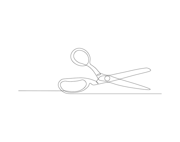 Continuous Line Drawing Of Scissors One Line Of Scissors For Cutting Scissors Continuous Line Art Editable Outline