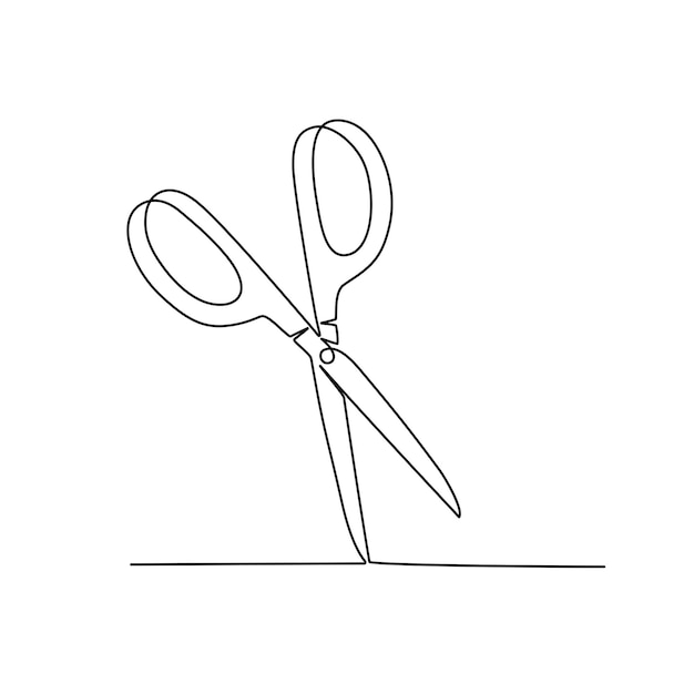 Continuous line drawing of scissors Vector illustration