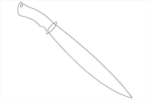 Continuous one line art drawing of knife outline vector illustration