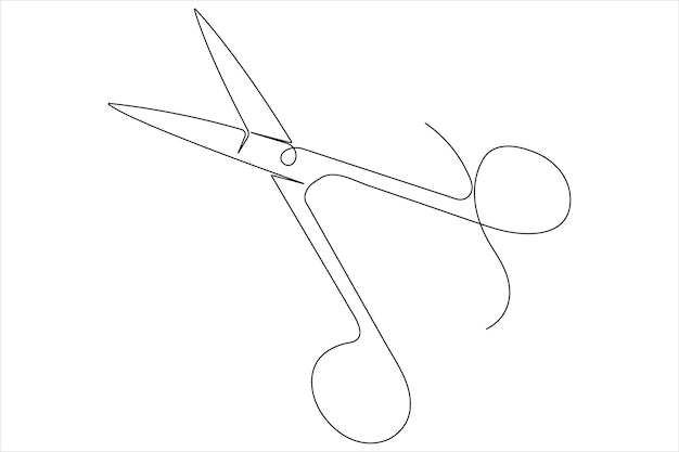 continuous one line art drawing of scissors vector illustration design