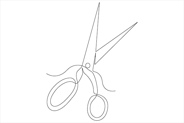 continuous one line art drawing of scissors vector illustration design