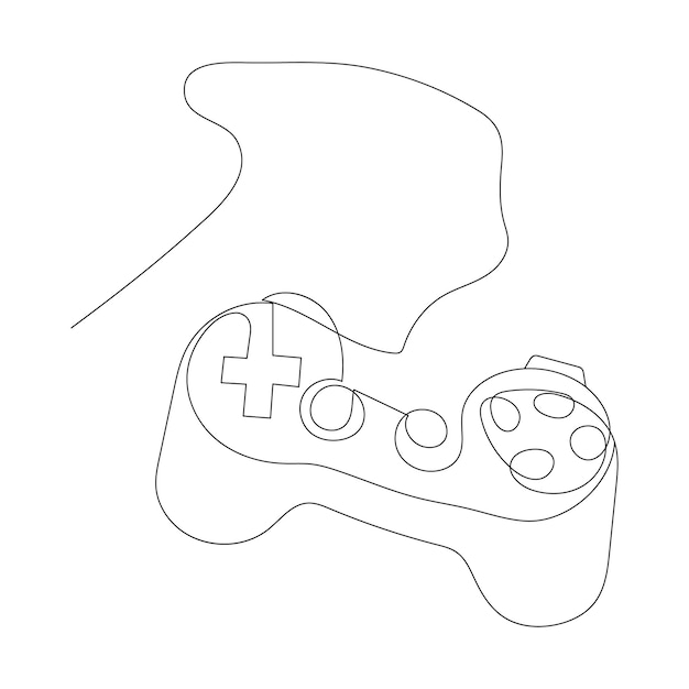 continuous one line art hand drawing of game controller vector illustration