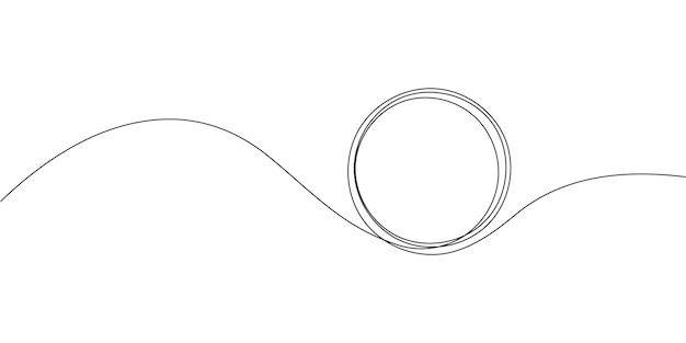 Continuous one line circle icon stroke stretch single shape vector zen drawn abstract round