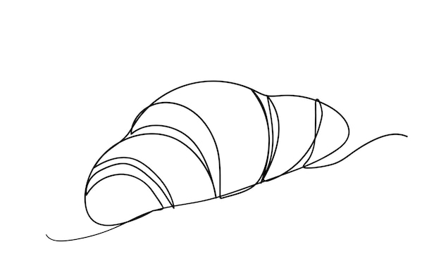 continuous one line drawing croissant icon badge bakery linear style