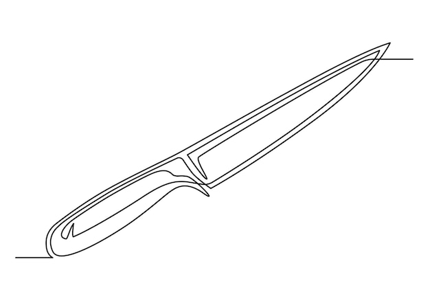Continuous one line drawing of a kitchen knife