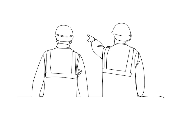 Continuous one line drawing of a mining supervisor is coordinating in the field Woman digging and mining for treasure chest in underground tunnel Single line draw design vector
