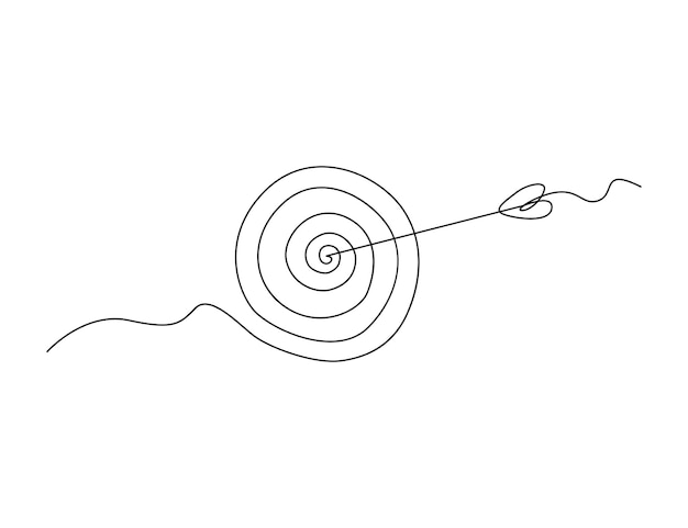 Continuous one line drawing of arrow shoted on the target Arrow archery business challenge metaphor line art drawing vector illustration