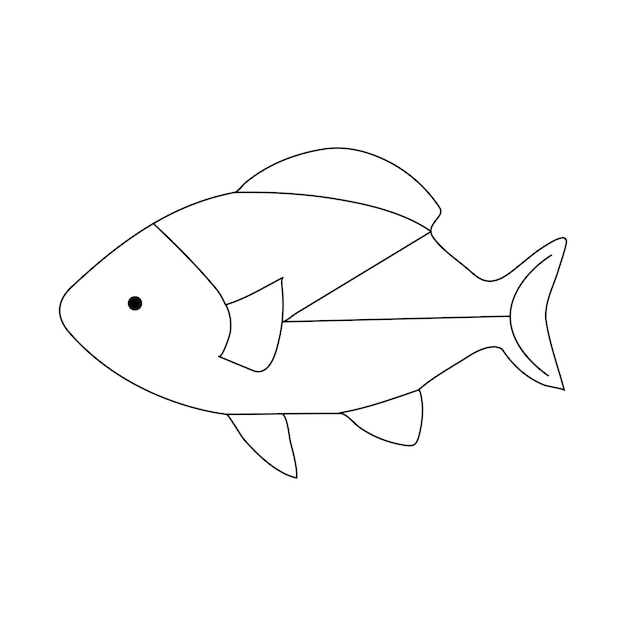continuous one line drawing of fish outline vector illustration