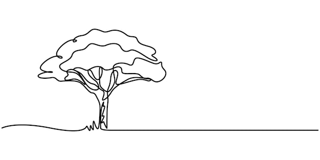 continuous one line drawing of nature tree vector illustration continuous single line drawing