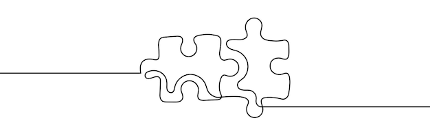 Continuous one line drawing of puzzle One line vector illustration