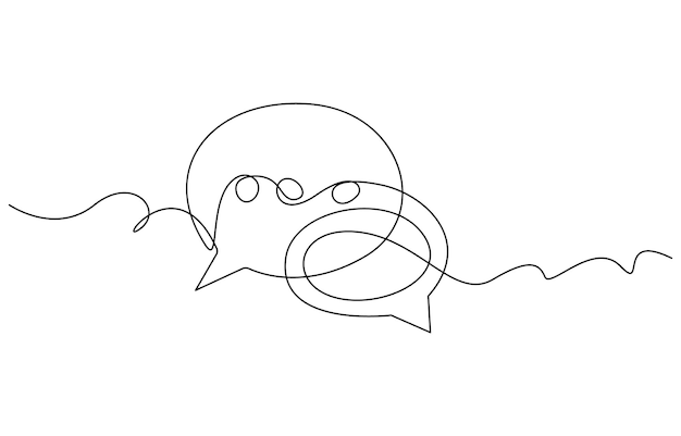 continuous one line drawing of speech bubble doodle vector illustration