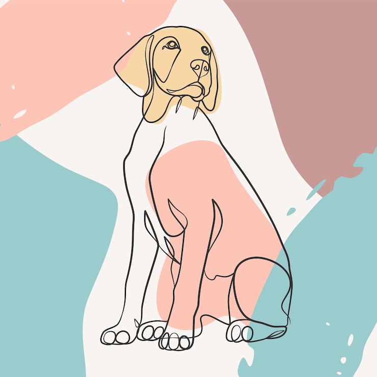 Vektor continuous one line drawing poster of a dog dog one line drawing minimalist style