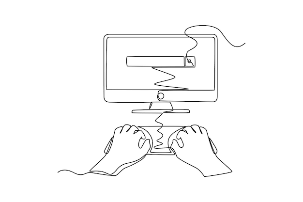 Continuous one line drawing Search web concept Single line draw design vector graphic illustration