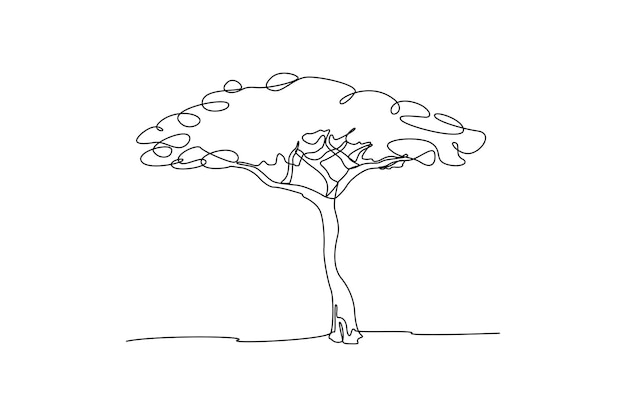 continuous oneline drawing tall leafy tree tree concept single line drawing