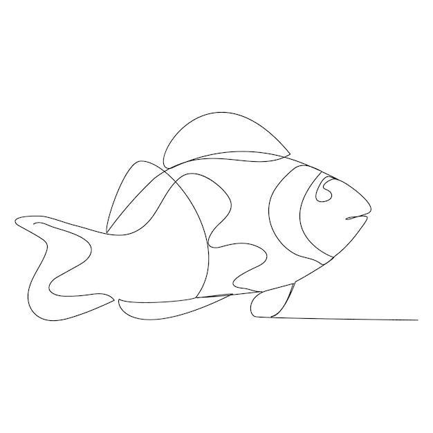 continuous single one line drawing of fish simple clown fish international world oceans day vector i