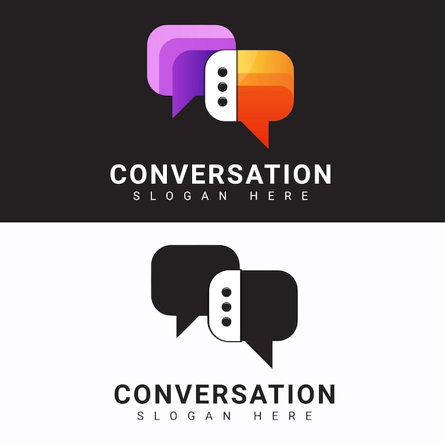 Conversation Logo Design Talking Chat Logotype
