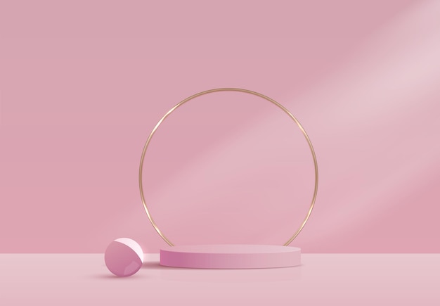 Cosmetic pink background and premium podium display for product presentation branding and packaging