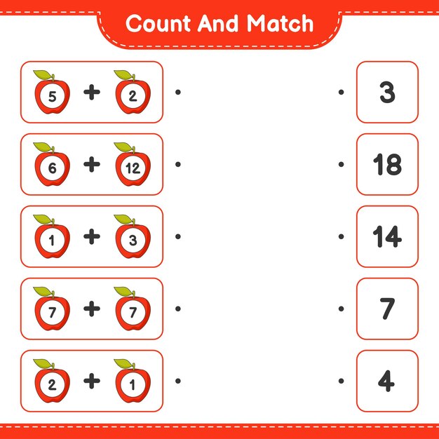 count and match count the number of apple and match with the right numbers