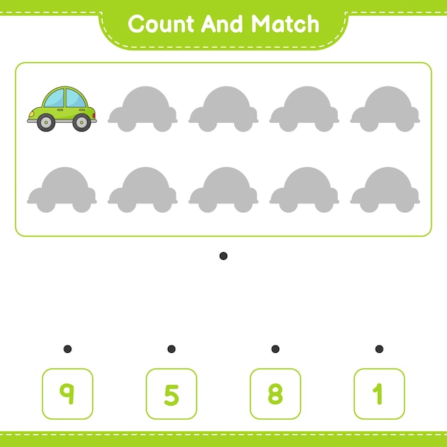 Count and match count the number of Car and match with the right numbers Educational children game