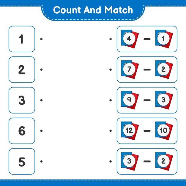 count and match, count the number of passport and match with the right numbers. educational children game, printable worksheet, vector illustration