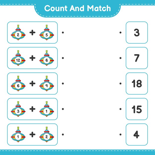 Count and match, count the number of Whirligig Toy and match with the right numbers