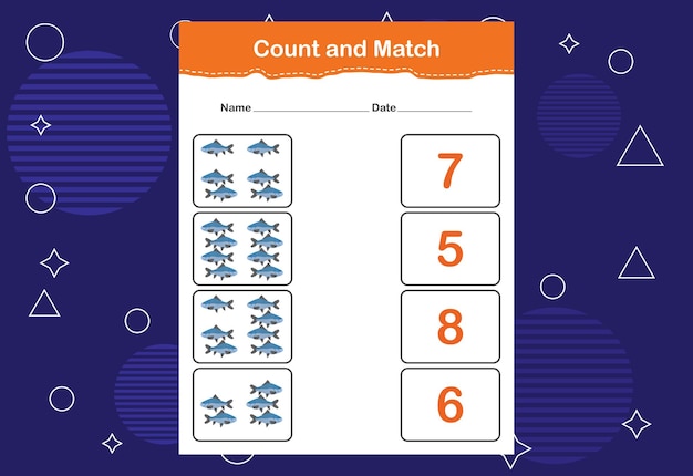 Count and match with the correct number Matching education game Count how many items and choose the correct number