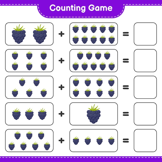 counting game, count the number of blackberries and write the result. 