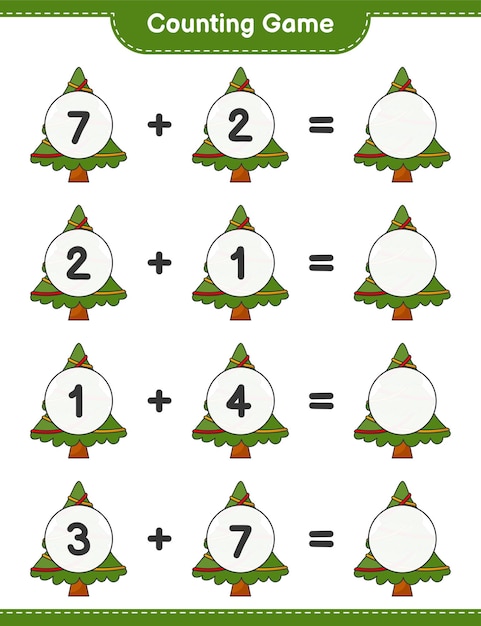 counting game count the number of christmas tree and write the result educational children game