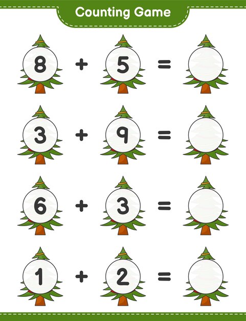 counting game count the number of christmas tree and write the result educational children game