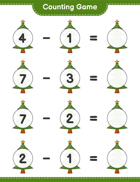 counting game count the number of christmas tree and write the result educational children game