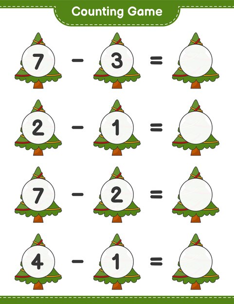 counting game count the number of christmas tree and write the result educational children game