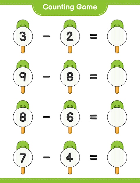 counting game count the number of ice cream and write the result educational children game
