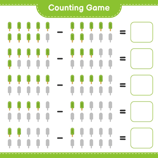 Counting game count the number of Ice Cream and write the result Educational children game