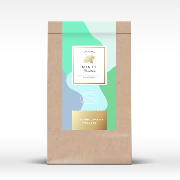craft paper bag with minty chocolate label.