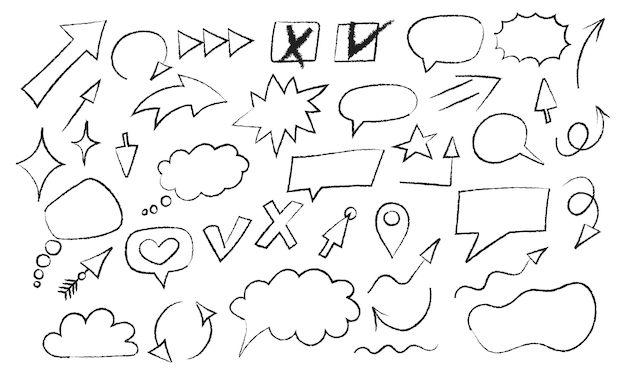 Crayon doodle shapes Hand drawn Brush highlight element note underline
