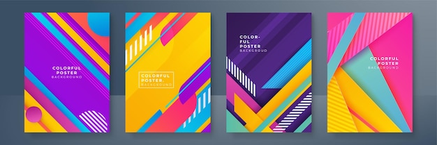 Creative colorful covers or posters set in trendy minimal gradient geometric style for background corporate identity branding social media advertising promo Modern template with dynamic shapes
